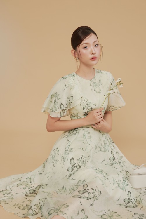Sixdo Light Mint Organza Flared Dress